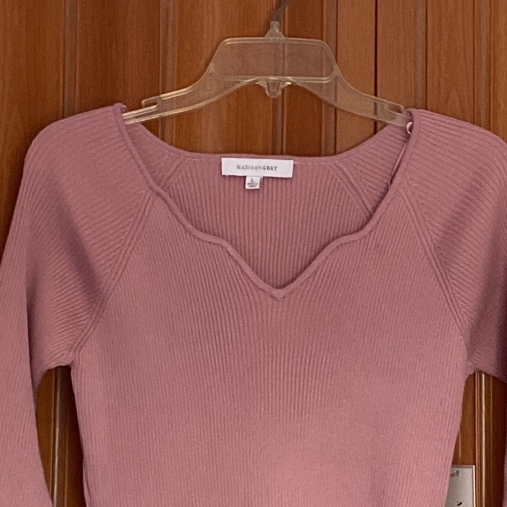 MADISON GREY Pullover Sweater 3/4 Sleeve  Dusty Rose Color Size L - Picture 2 of 4